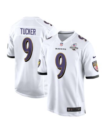 Justin Tucker 9 Baltimore Ravens 2023 Playoffs Patch Game Men Jersey - White