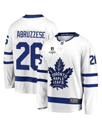 Nicholas Abruzzese 26 Toronto Maple Leafs Stanley Cup 2023 Playoffs Patch Away Breakaway Men Jersey - White