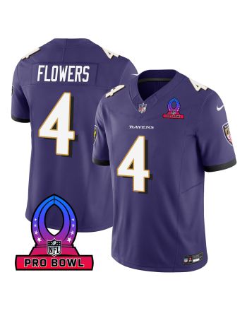 Zay Flowers 4 Baltimore Ravens 2024 Pro Bowl Patch Game Men Jersey - Purple