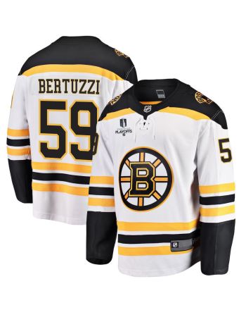 Tyler Bertuzzi 59 Boston Bruins Stanley Cup 2023 Playoffs Patch Away Breakaway Men Jersey - White