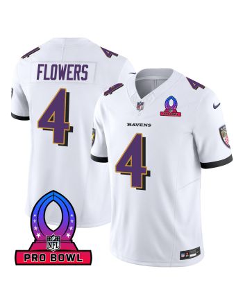 Zay Flowers 4 Baltimore Ravens 2024 Pro Bowl Patch Game Men Jersey - White