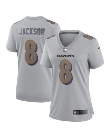 Lamar Jackson Baltimore Ravens Women's Atmosphere Fashion Game Jersey - Gray