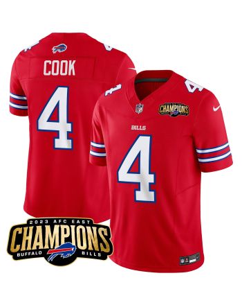 James Cook 4 Buffalo Bills 2023 AFC East Champions Patch Game Men Jersey - Red