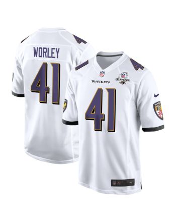 Daryl Worley 41 Baltimore Ravens 2023 Playoffs Patch Game Men Jersey - White