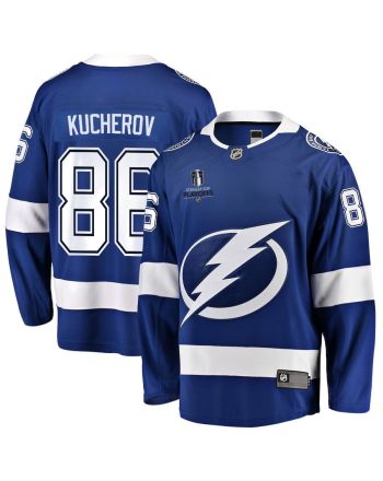 Nikita Kucherov 86 Tampa Bay Lightning Stanley Cup 2023 Playoffs Patch Home Breakaway Men Jersey - Blue