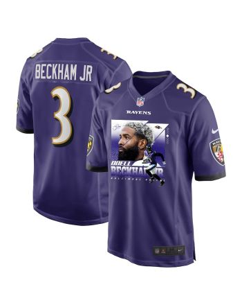 Odell Beckham Jr. 3 Baltimore Ravens Signed Glass Game Men Jersey - Purple