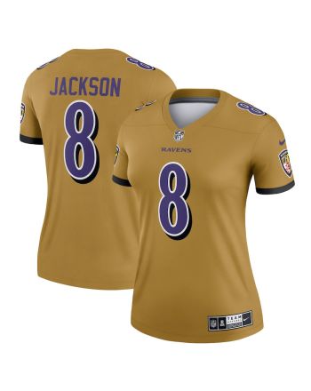 Lamar Jackson 8 Baltimore Ravens Women's Inverted Legend Jersey - Gold