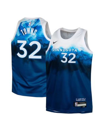 Karl-Anthony Towns 32 Minnesota Timberwolves 2023/24 City Edition Swingman YOUTH Jersey - Blue