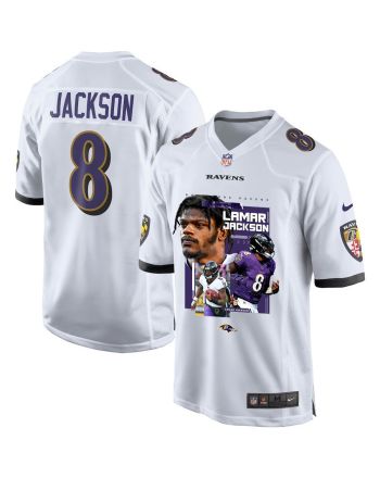 Lamar Jackson 8 Baltimore Ravens Cobra Jackson Game Men Jersey - White