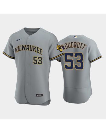 Milwaukee Brewers 53 Brandon Woodruff Road Team Gray Jersey Jersey