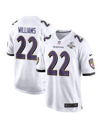 Damarion Williams 22 Baltimore Ravens 2023 Playoffs Patch Game Men Jersey - White