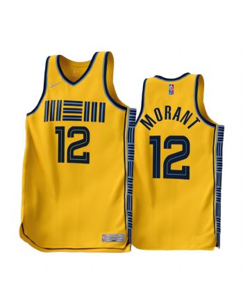 Memphis Grizzlies Ja Morant 12 2022-23 Earned Edition Gold Men Jersey