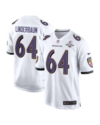 Tyler Linderbaum 64 Baltimore Ravens 2023 Playoffs Patch Game Men Jersey - White