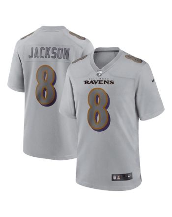 Lamar Jackson 8 Baltimore Ravens Men Atmosphere Fashion Game Jersey - Gray