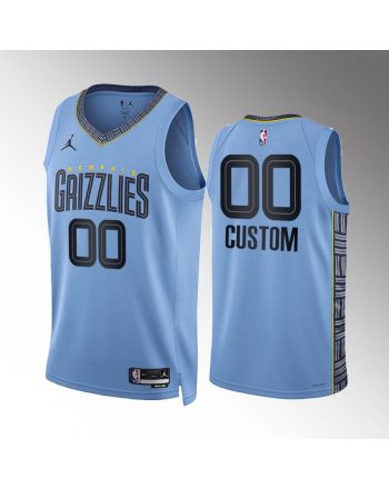 custom 00 2022-23 Memphis Grizzlies Blue Statement Edition Jersey Swingman