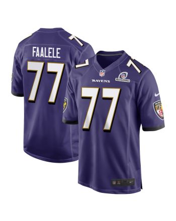 Daniel Faalele 77 Baltimore Ravens 2024 Divisional Patch Game Men Jersey - Purple