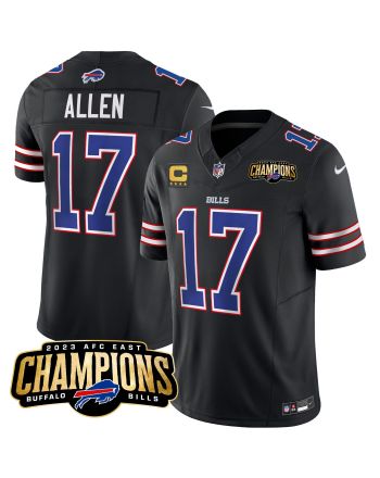 Josh Allen 17 Buffalo Bills 2023 AFC East Champions Patch Game Men Jersey - Black