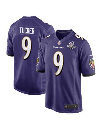 Justin Tucker 9 Baltimore Ravens 2023 Playoffs Patch Game Men Jersey - Purple