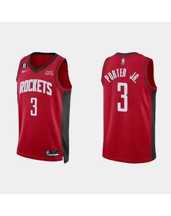 Houston Rockets 3 Kevin Porter Jr. 2022-23 Icon Edition Red Men Jersey