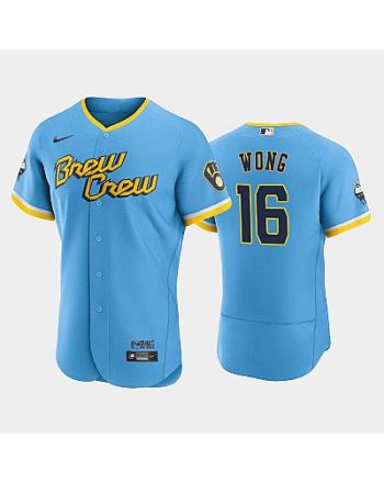 Kolten Wong 16 2022-23 City Connect Milwaukee Brewers Jersey - Powder Blue