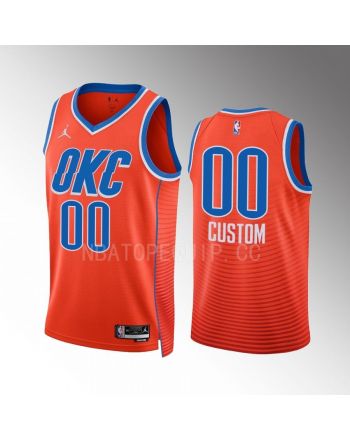 Custom 00 Oklahoma City Thunder Orange Men Jersey 2022-23 Statement Edition Swingman