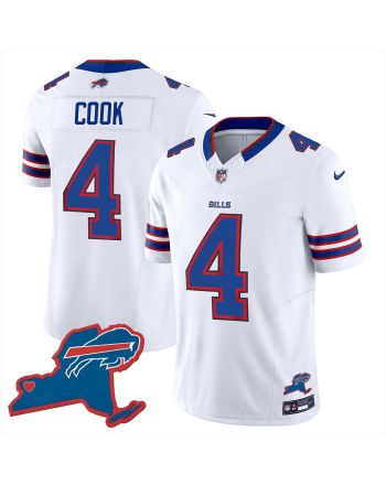 James Cook 4 Buffalo Bills New York Patch Game Men Jersey - White