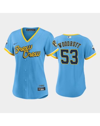 Brandon Woodruff 53 Milwaukee Brewers Powder Blue 2022-23 City Connect Women's Jersey