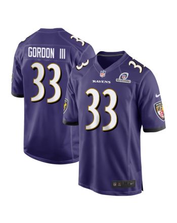 Melvin Gordon III 33 Baltimore Ravens 2024 Divisional Patch Game Men Jersey - Purple