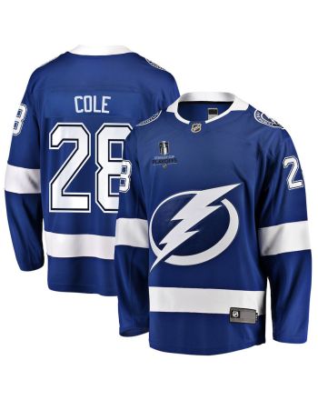 Ian Cole 28 Tampa Bay Lightning Stanley Cup 2023 Playoffs Patch Home Breakaway Men Jersey - Blue