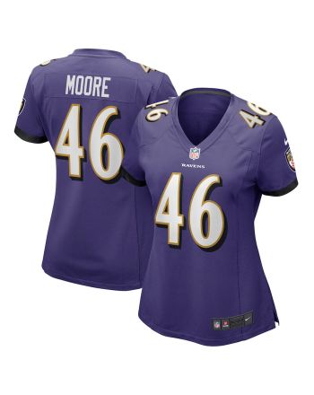 Nick Moore 46 Baltimore Ravens Women's Game Player Jersey - Purple