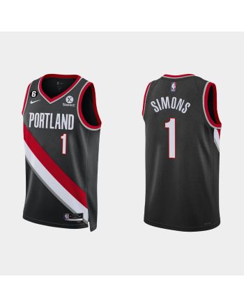 Portland Trail Blazers 1 Anfernee Simons 2022-23 Icon Edition Black Men Jersey