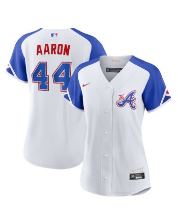 Hank Aaron 44 Atlanta Braves 2023 City Connect Women Jersey - White