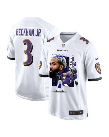 Odell Beckham Jr. 3 Baltimore Ravens OBJ Game Men Jersey - White