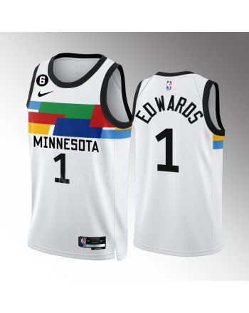 Anthony Edwards 1 Minnesota Timberwolves City Edition White Men Jersey 2022-23 Swingman