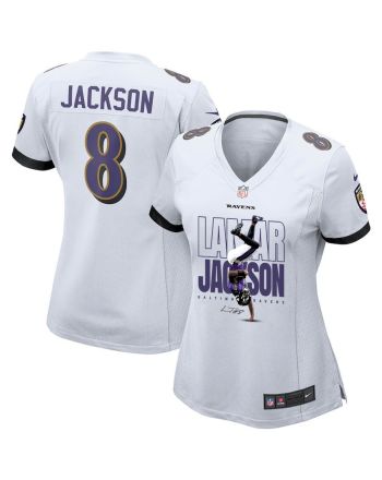 Lamar Jackson 8 Baltimore Ravens Lamar the Merrier Women Game Jersey - White