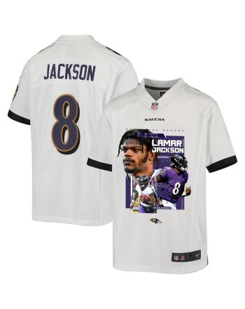 Lamar Jackson 8 Baltimore Ravens Cobra Jackson Game YOUTH Jersey - White