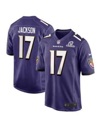 Josh Johnson 17 Baltimore Ravens 2024 Divisional Patch Game Men Jersey - Purple