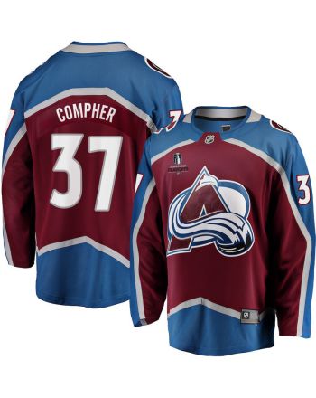 J.T. Compher 37 Colorado Avalanche Stanley Cup 2023 Playoffs Patch Home Breakaway Men Jersey - Burgundy