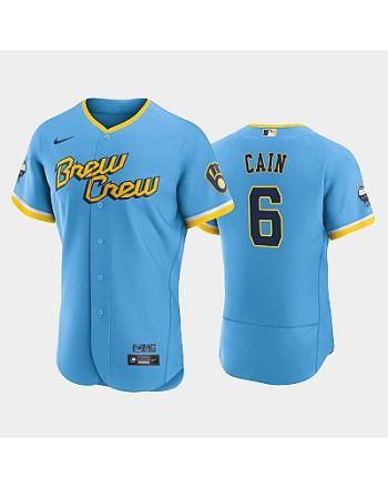 Lorenzo Cain 6 2022-23 City Connect Milwaukee Brewers Jersey - Powder Blue