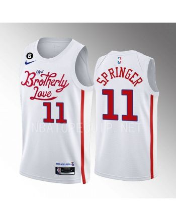 Jaden Springer 11 2022-23 Philadelphia 76ers White City Edition Men Jersey Swingman