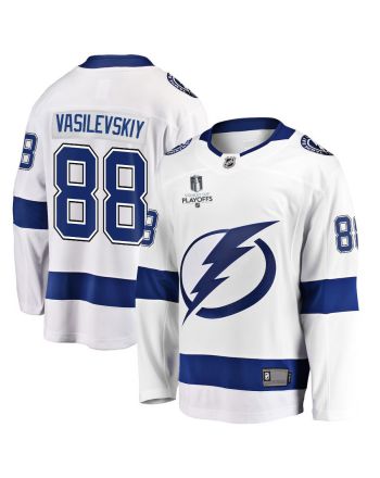 Andrei Vasilevskiy 88 Tampa Bay Lightning Stanley Cup 2023 Playoffs Patch Away Breakaway Men Jersey - White