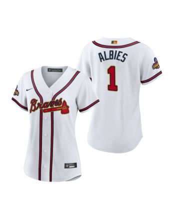 Women's Ozzie Albies 1 Atlanta Braves White 2022-23 Gold Program Jersey