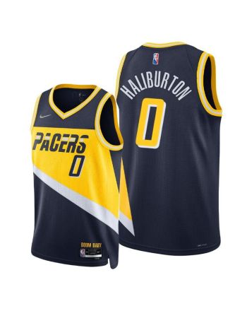 Tyrese Haliburton 0 Indiana Pacers 2022 City Edition Blue Jersey Diamond Badge - Men Jersey