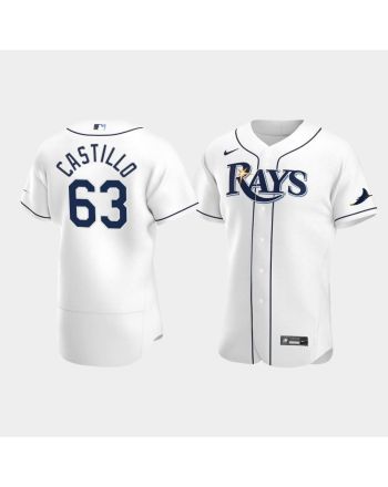 Men's Tampa Bay Rays 63 Diego Castillo White Home Jersey Jersey