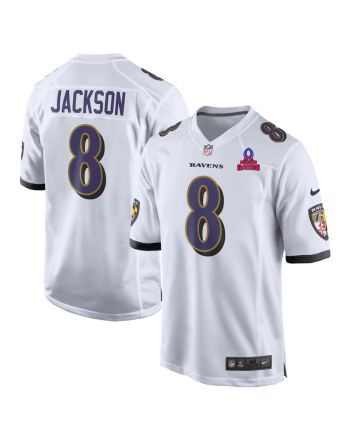 Lamar Jackson 8 Baltimore Ravens 2024 Pro Bowl Patch Game Men Jersey - White