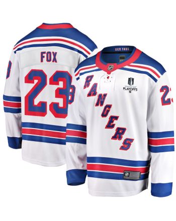 Adam Fox 23 New York Rangers Stanley Cup 2023 Playoffs Patch Away Breakaway Men Jersey - White