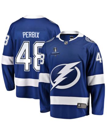 Nick Perbix 48 Tampa Bay Lightning Stanley Cup 2023 Playoffs Patch Home Breakaway Men Jersey - Blue