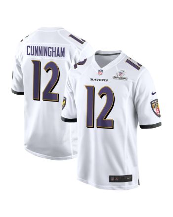 Malik Cunningham 12 Baltimore Ravens 2024 Divisional Patch Game Men Jersey - White