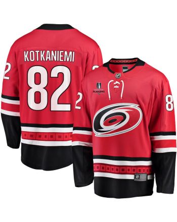 Jesperi Kotkaniemi 82 Carolina Hurricanes Stanley Cup 2023 Playoffs Patch Home Breakaway Men Jersey - Red