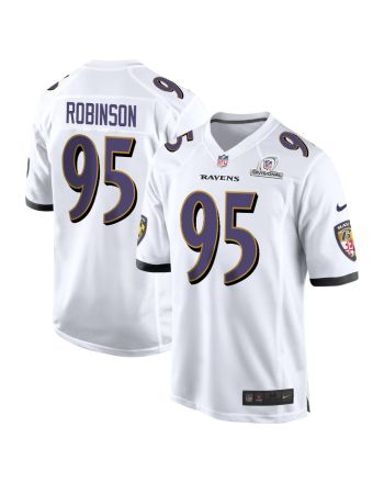 Tavius Robinson 95 Baltimore Ravens 2024 Divisional Patch Game Men Jersey - White